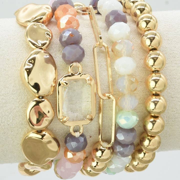 MiMi Wholesale - Wholesale Jewelry Set - CB2191 5 Piece Beaded Bracelet Set2