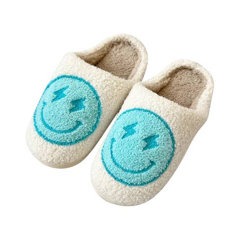 Malibu Sugar - Wholesale Slippers - Women's - Happy Face Slippers w/Lightning Bolt Eyes as Christmas Gift