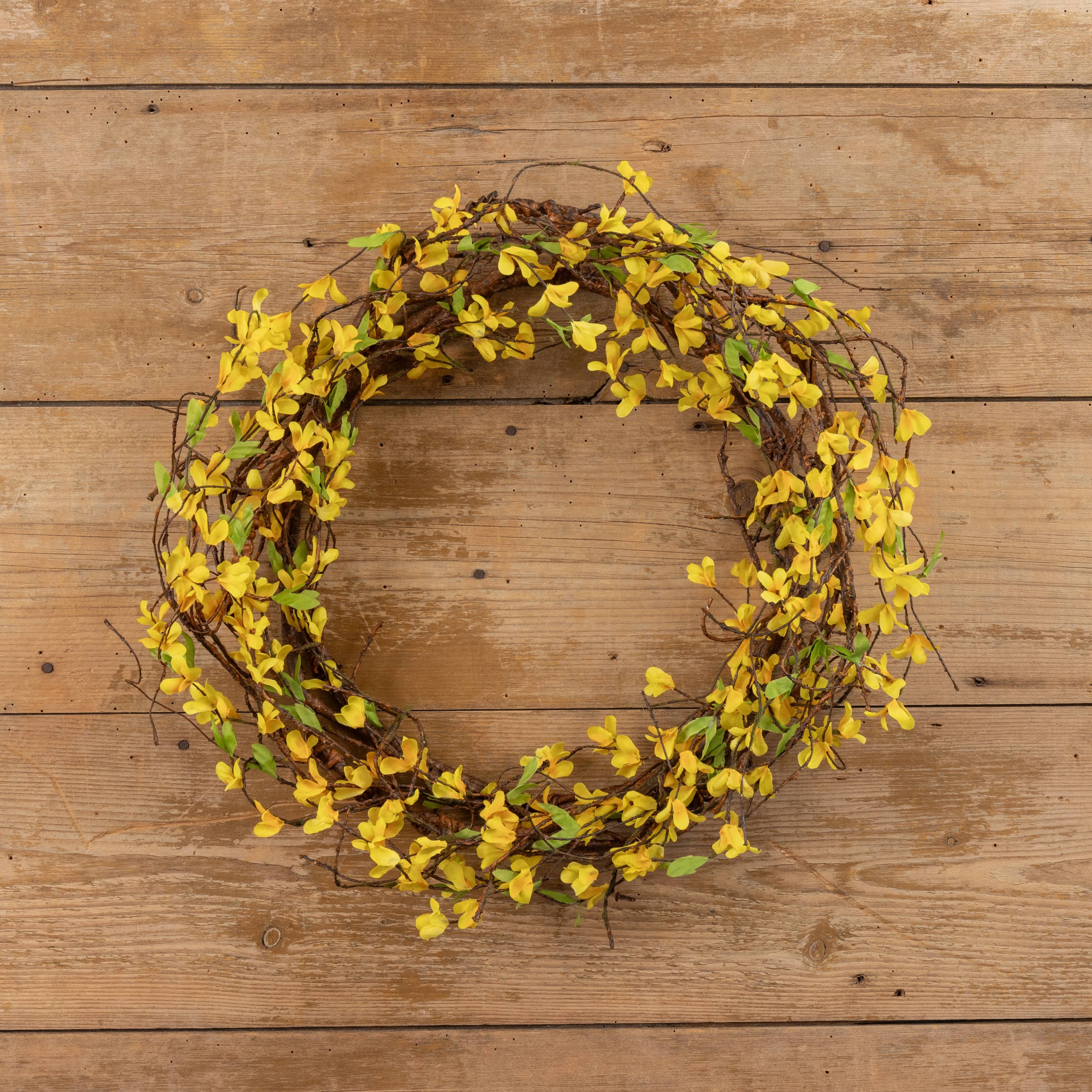 Ragon House - Wholesale Wreath - 24" YELLOW FORSYTHIA WREATH1