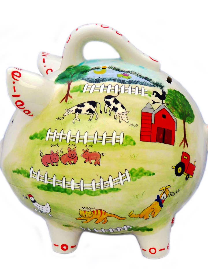 Old MacDonald Piggy Bank for wholesale by PiggyBank Express