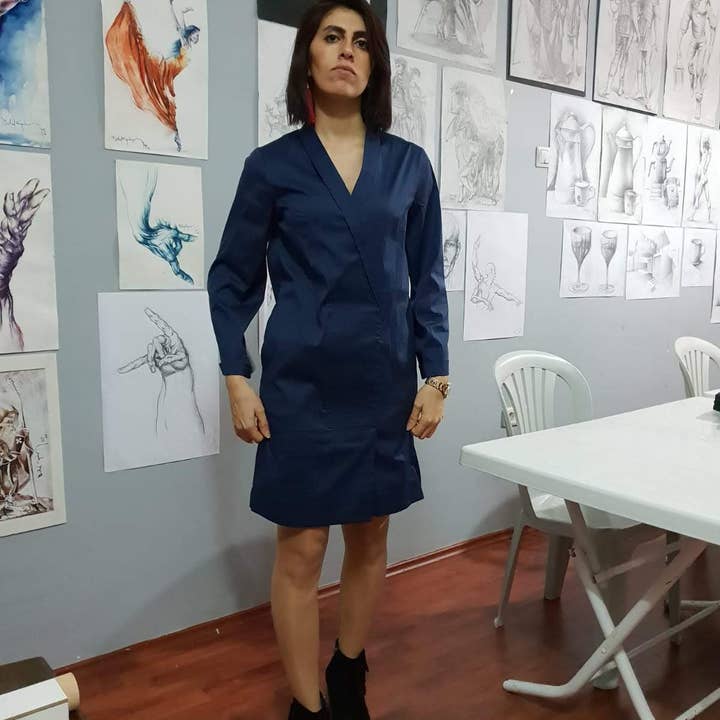 Dress shirts for women Casual V Neck Short Dress Women for wholesale by EBRU Home