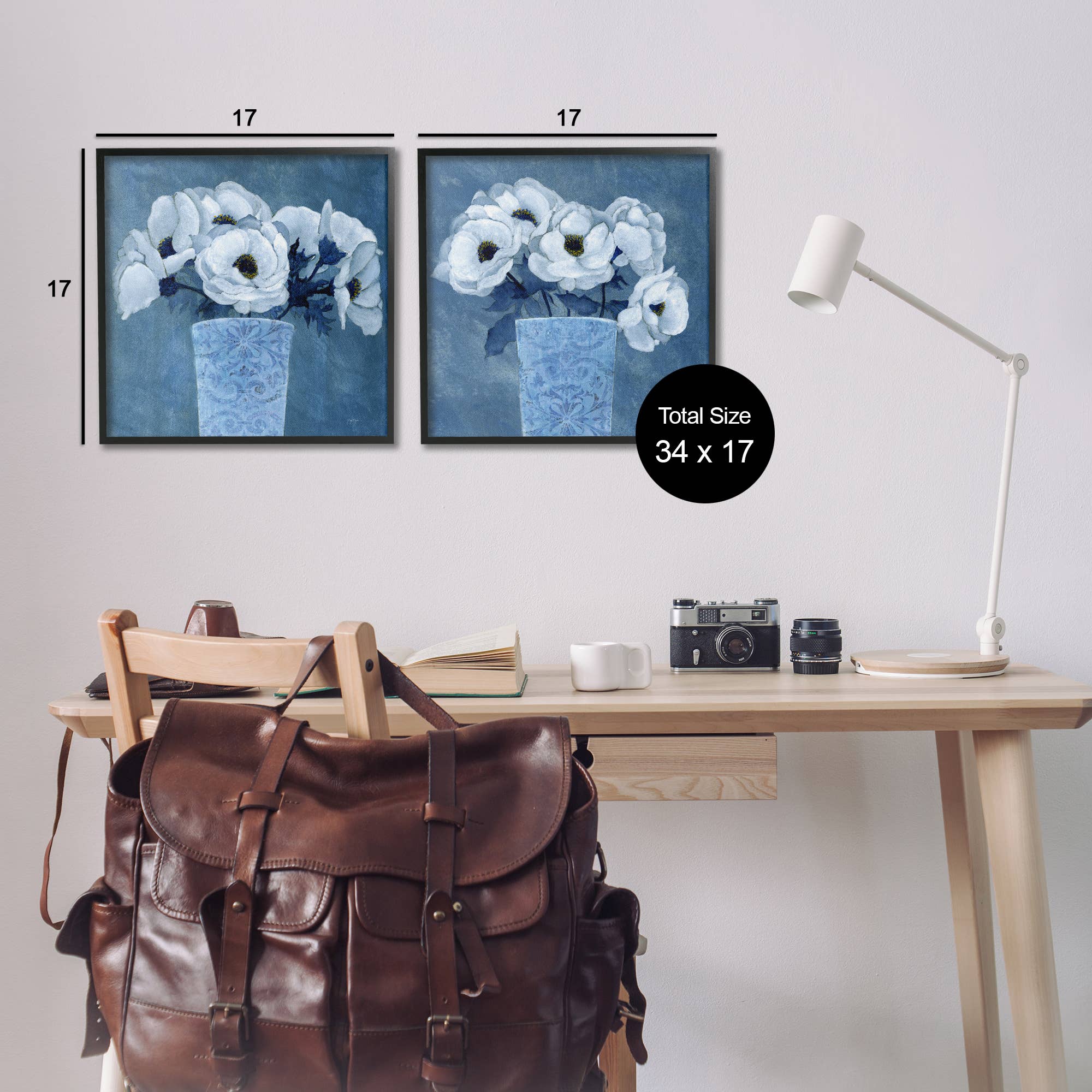 Stupell Industries - Vendita all'ingrosso Decorazione da parete - Bambini e neonati - Bouquet di Magnolie su Arte Incorniciata Blu1