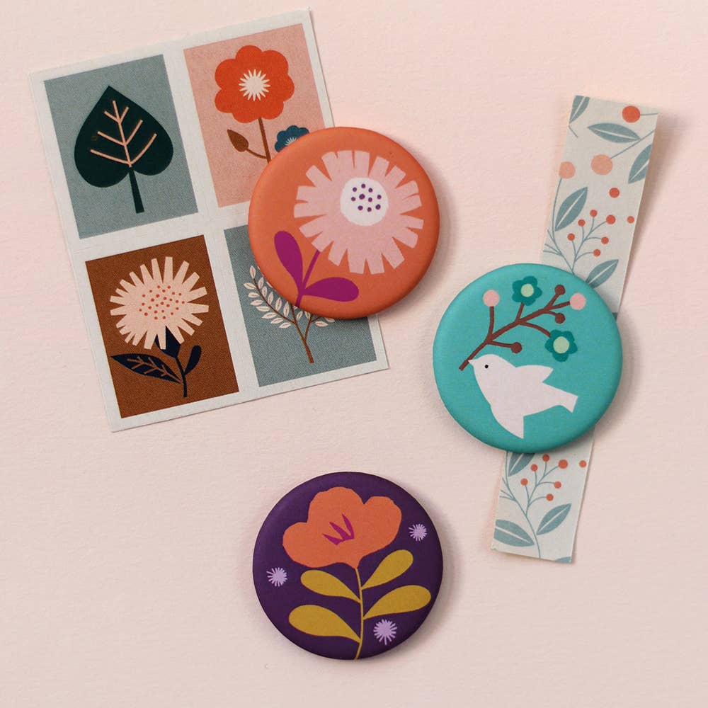 mini labo – wholesale Magnet – Set med 3 runda magneter med motiv från landsbygden1