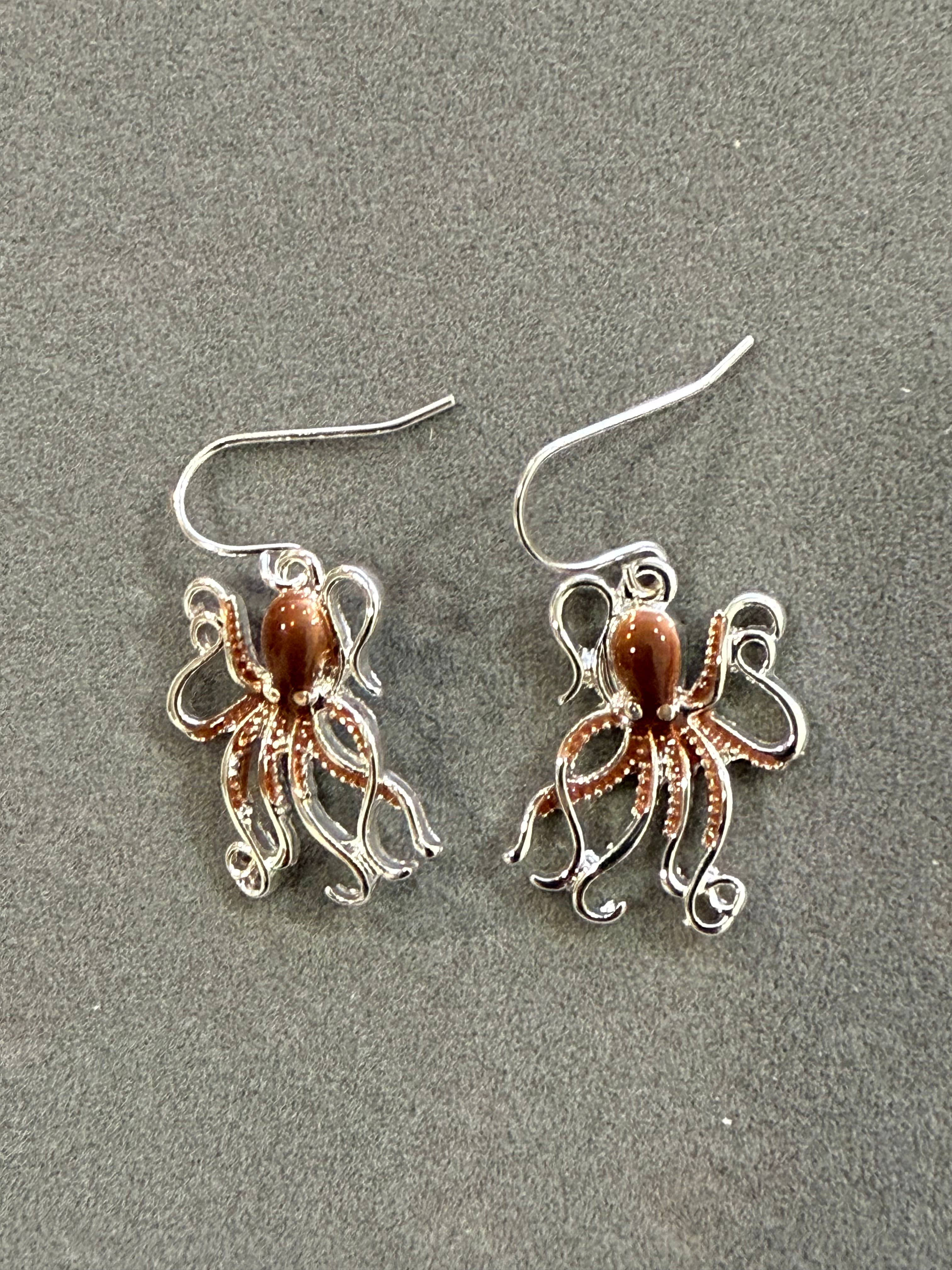 0011 PREMIERE - Wholesale Dangle Earrings - FR2524 Multi-Colored Nautical Octopus Metal Dangle Earrings1
