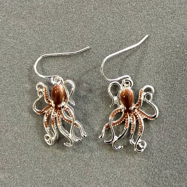 0011 PREMIERE - Wholesale Dangle Earrings - FR2524 Multi-Colored Nautical Octopus Metal Dangle Earrings1