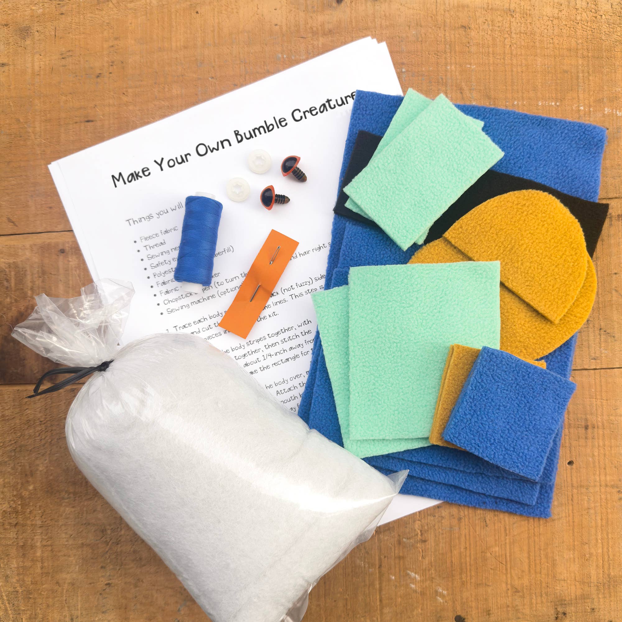 Mr. Sogs – wholesale DIY craft kit – Bumble Creature DIY Plush Sewing Kit - Blue3