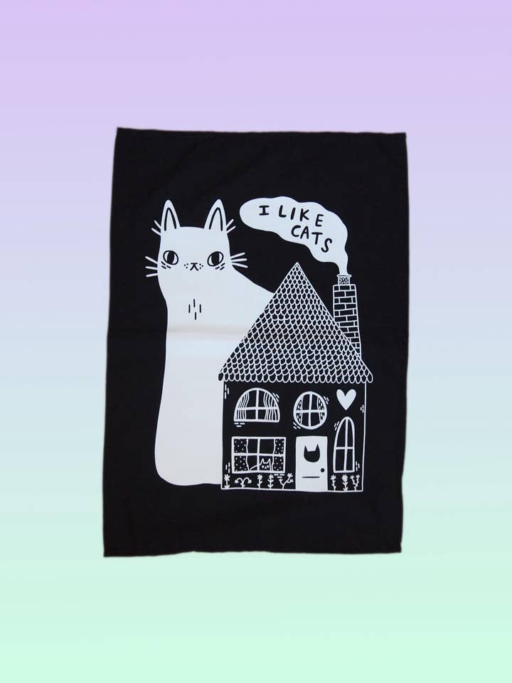 Cotton Tea Towel With Cat and House Screen Print and other Purchase wholesale screen prints. Free returns & net 60 terms on Faire trending on Faire.
