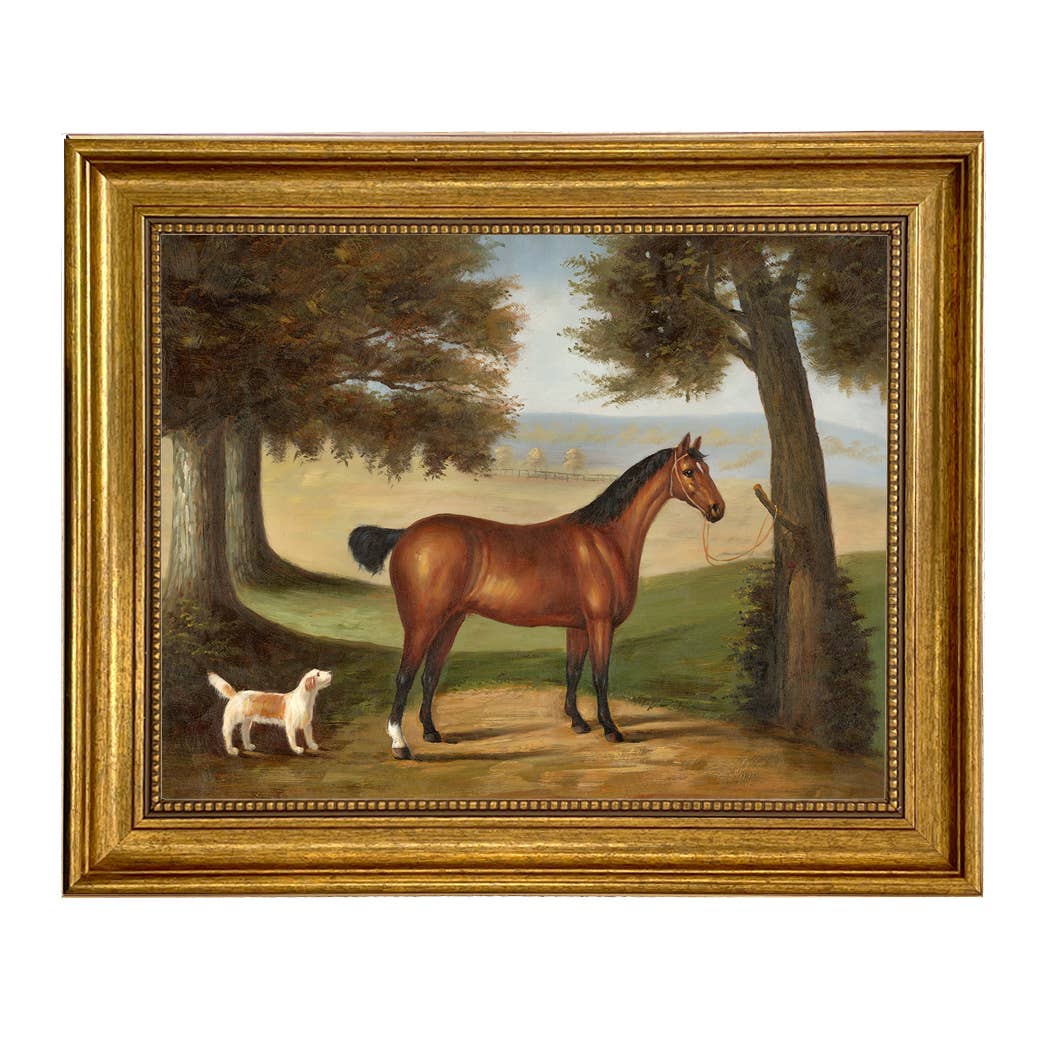 Madison Bay Co. - Historical Home Decor Reproductions - Wholesale Art Print - Horse and Dog in Landscape Vintage Painting Print on Canvas2