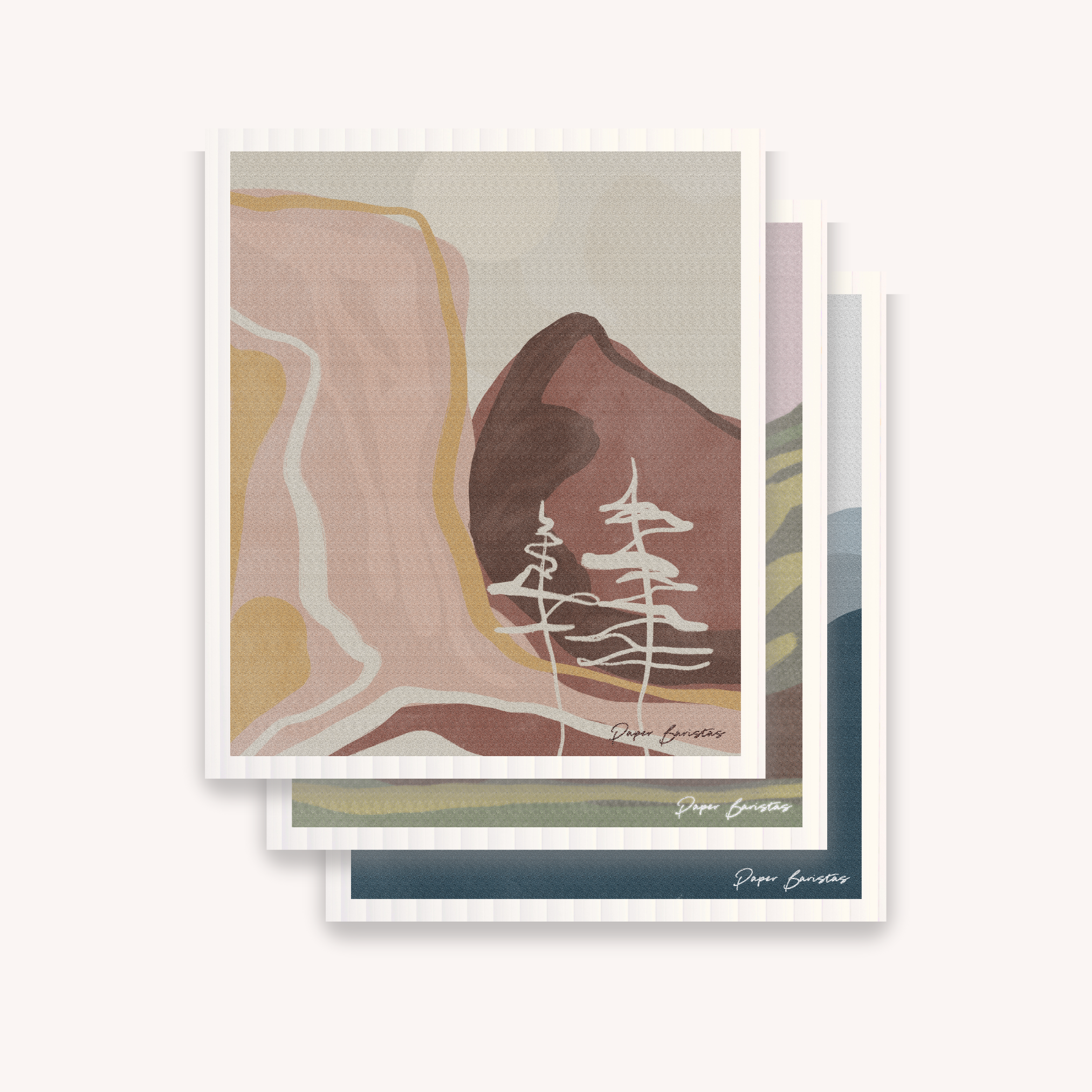 Paper Baristas – wholesale Kökshandduk/Disktrasa – Set med 3 svenska disktrasor: National Parks-kombination1