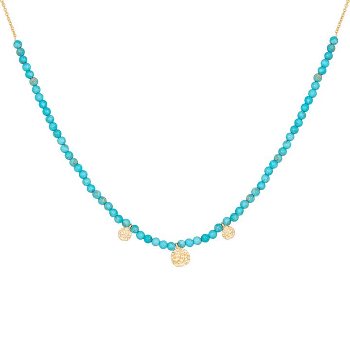 Collana con piastra in howlite turchese placcata in argento 925 per la vendita all'ingrosso da parte di caï