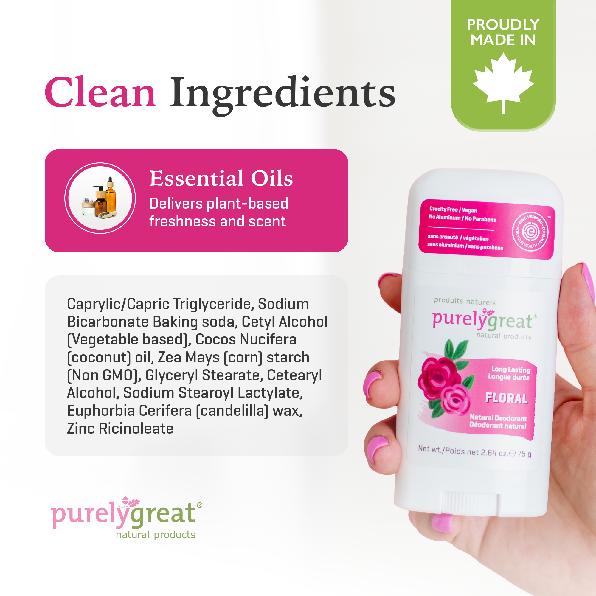 Purelygreat Natural Deodorants - Wholesale Deodorant - Unisex - Purelygreat Stick Deodorant - Floral2