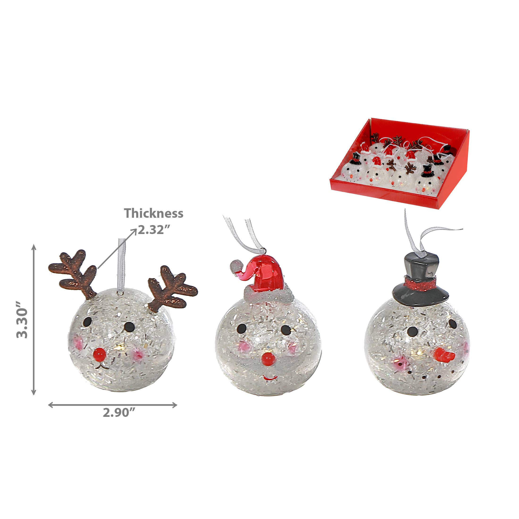 IH Casa Decor – wholesale Ornament set – LED ROUND FACE ORNAMENTS (ASSTD) (12/DISP)2