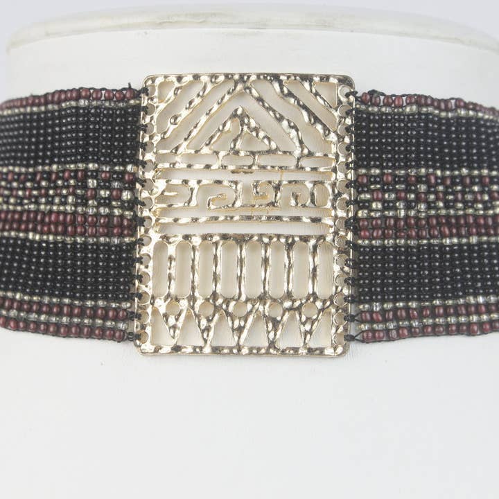 Brown Crystal Beaded Choker National Style Necklaces N2742 for wholesale on Faire1