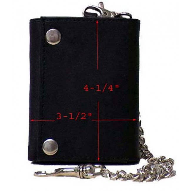 Black Genuine Leather Men's Tri-fold Biker/Truckers' Wallet #4675 for wholesale on Faire1