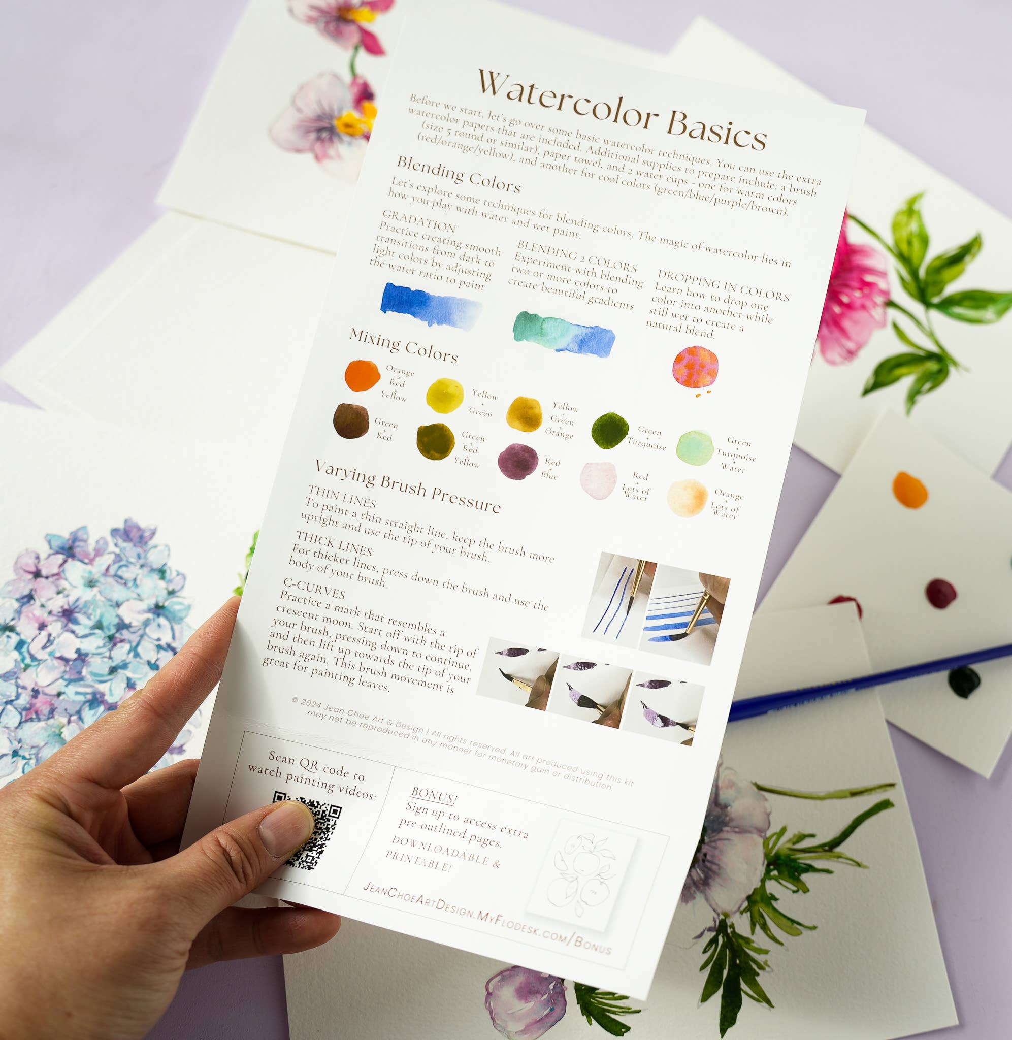 Jean Choe Art & Design - Wholesale DIY Craft Kit - Florals 2 Watercolor Painting Kit: DIY Art Kit for Beginners4