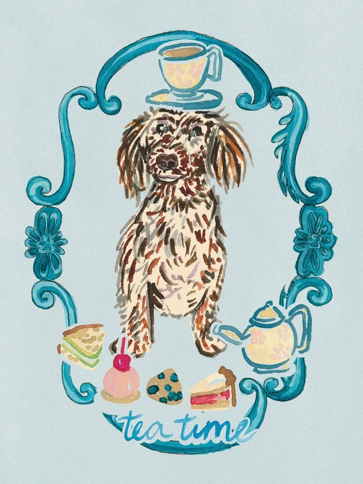 Dachshund Collection: Tea Time Fine Art Print for wholesale by artxnikki