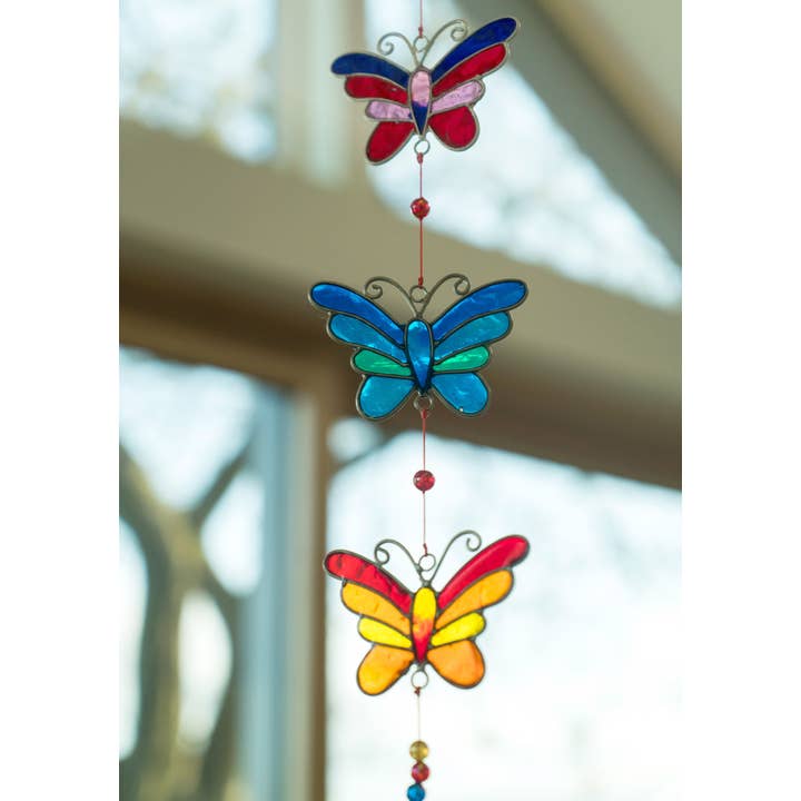 Namaste – wholesale Suncatcher – String of 3 Butterfly Suncatchers