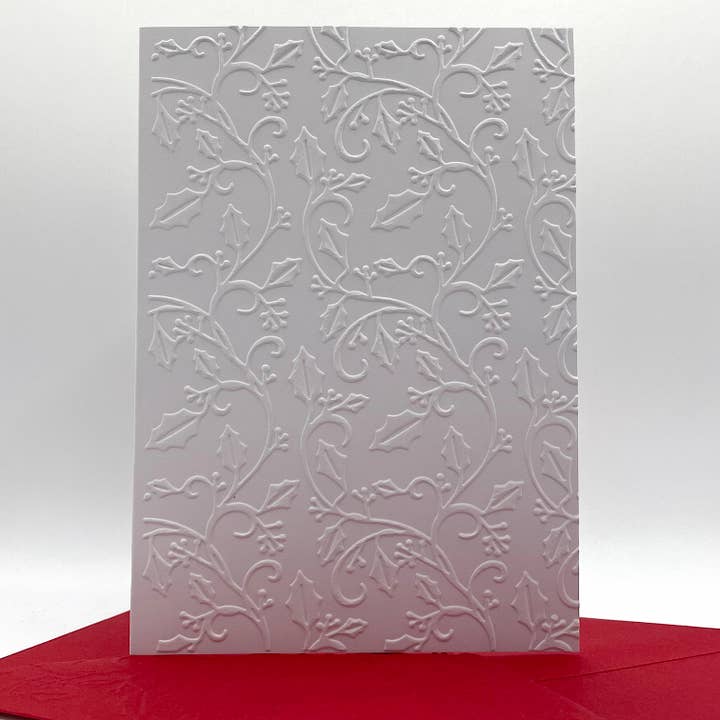Holly Embossed Christmas Cards - Pack of 6 for wholesale by Looks Inviting