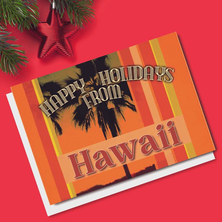 Tarjeta Hawaii Happy Holidays - Caja de 10 (C10357) para venta al por mayor de Wright Card Company
