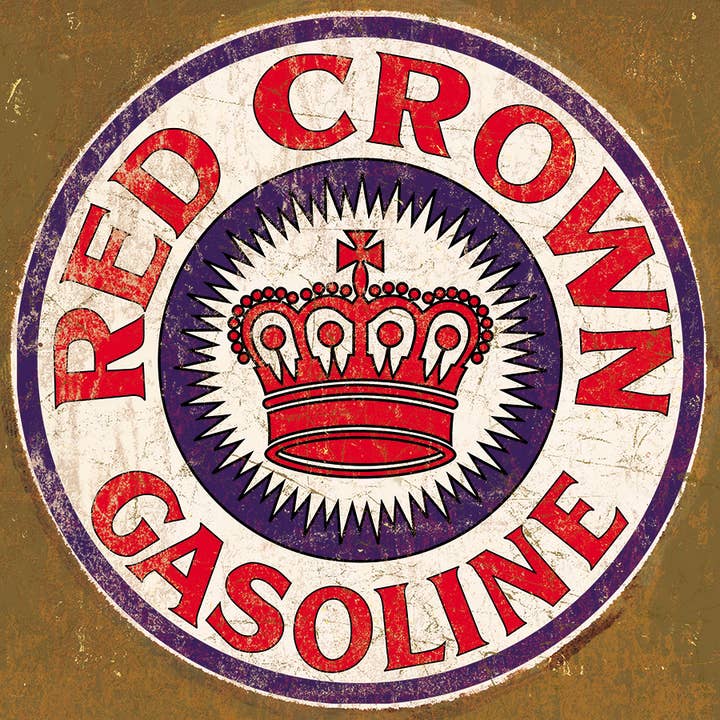 ROUND - Red Crown Gas Tin Sign for wholesale by Desperate Enterprises