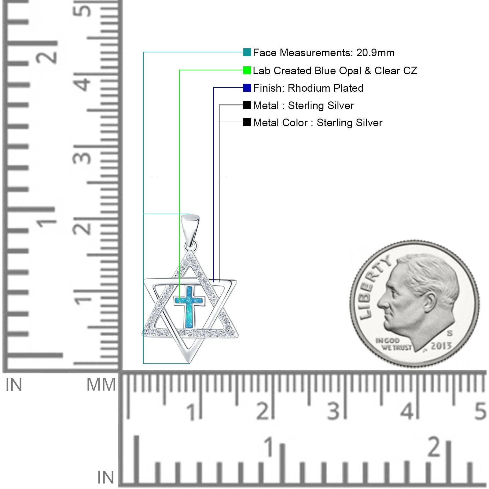 Blue Apple Imports - Wholesale Pendant/Charm Necklace - Lab Created Blue Opal & CZ Star Of David & Cross Pendant1