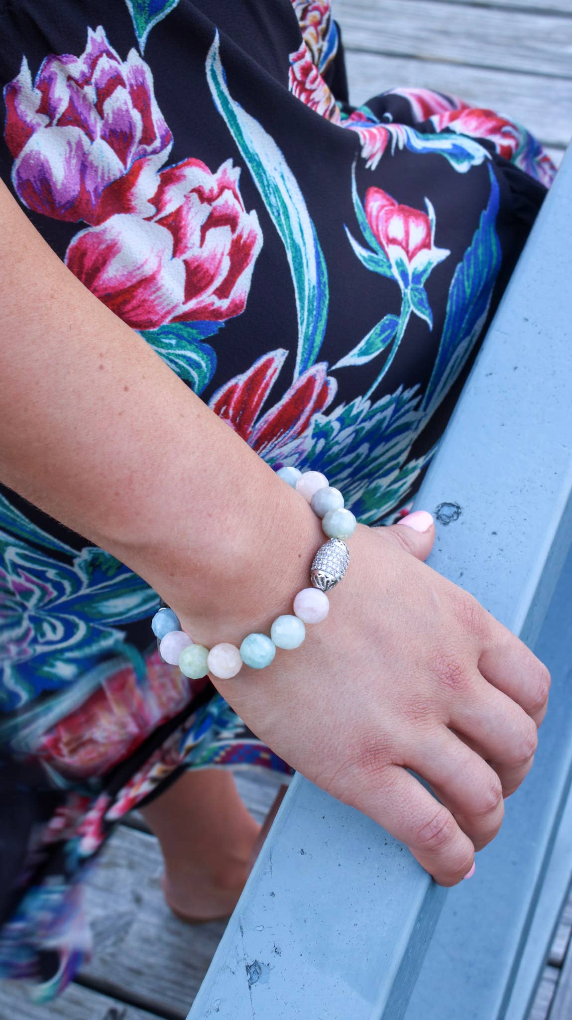 Aroma Couture & Co - Wholesale Beaded Bracelet - Aquamarine & Morganite Aromatherapy Lava Diffuser Bracelet1