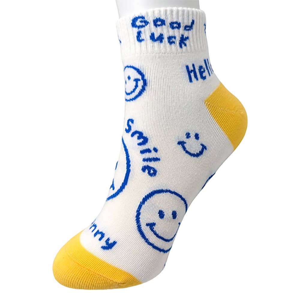 Sensibling Corp. - Wholesale Socks - Women's - 10Pairs - Smile Hello Good Luck Message Patterned Socks
9