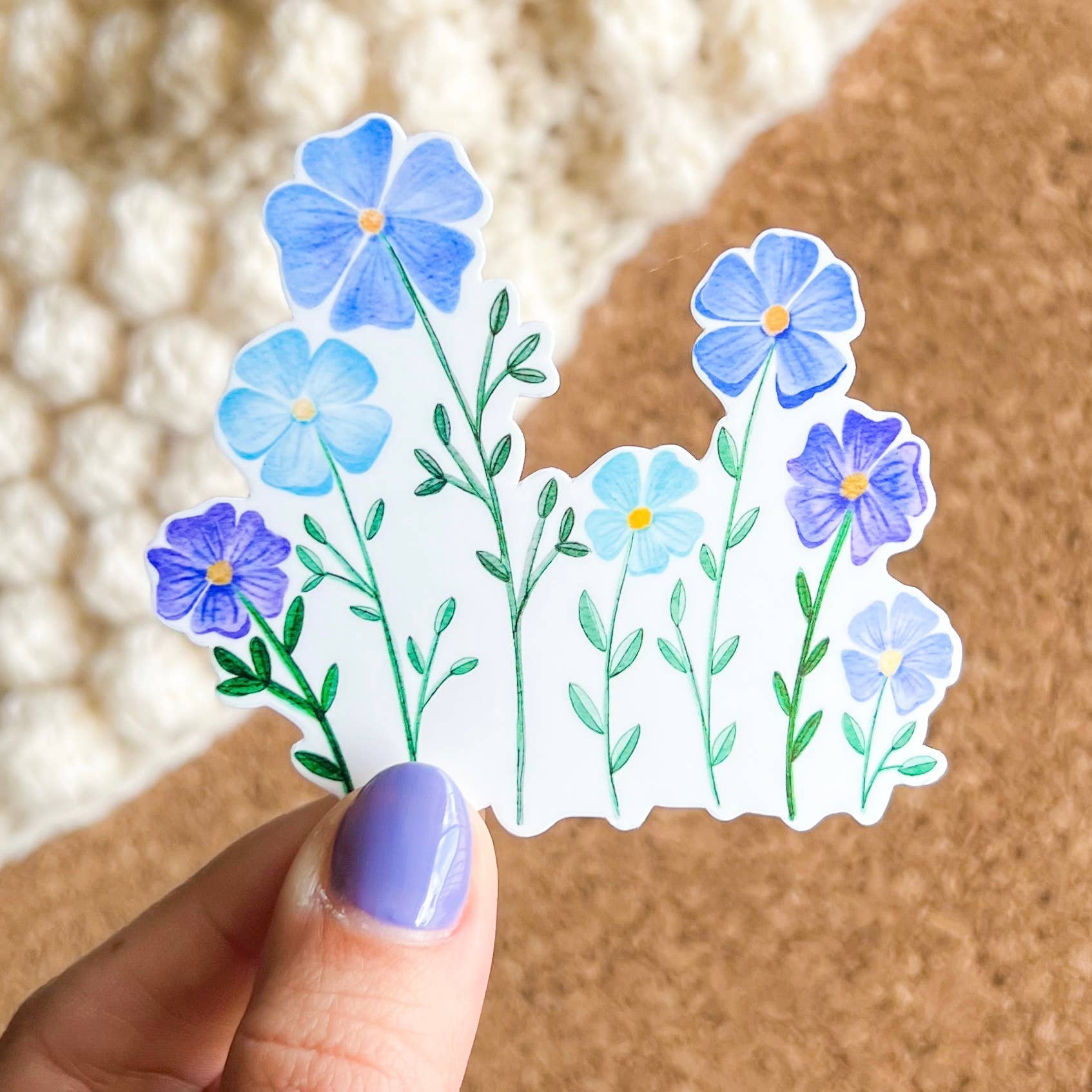 Sweet Humors – wholesale Sticker – Blue Wildflowers Vinyl Sticker1