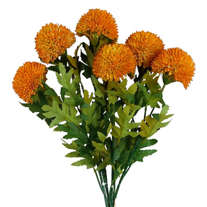 Leaf Design UK LTD - Wholesale Artificial Flowers - Pack 6x 70cm Large Ball Dahlia Artificial Flower Stem Yellow