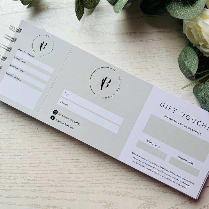 SR Creative Studio - Vente Étiquette cadeau - Carnet de chèques-cadeaux d'entreprise personnalisé