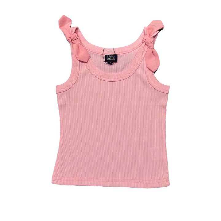 A20 Tie Pink Ribbed Tank Top for wholesale by Little Olin