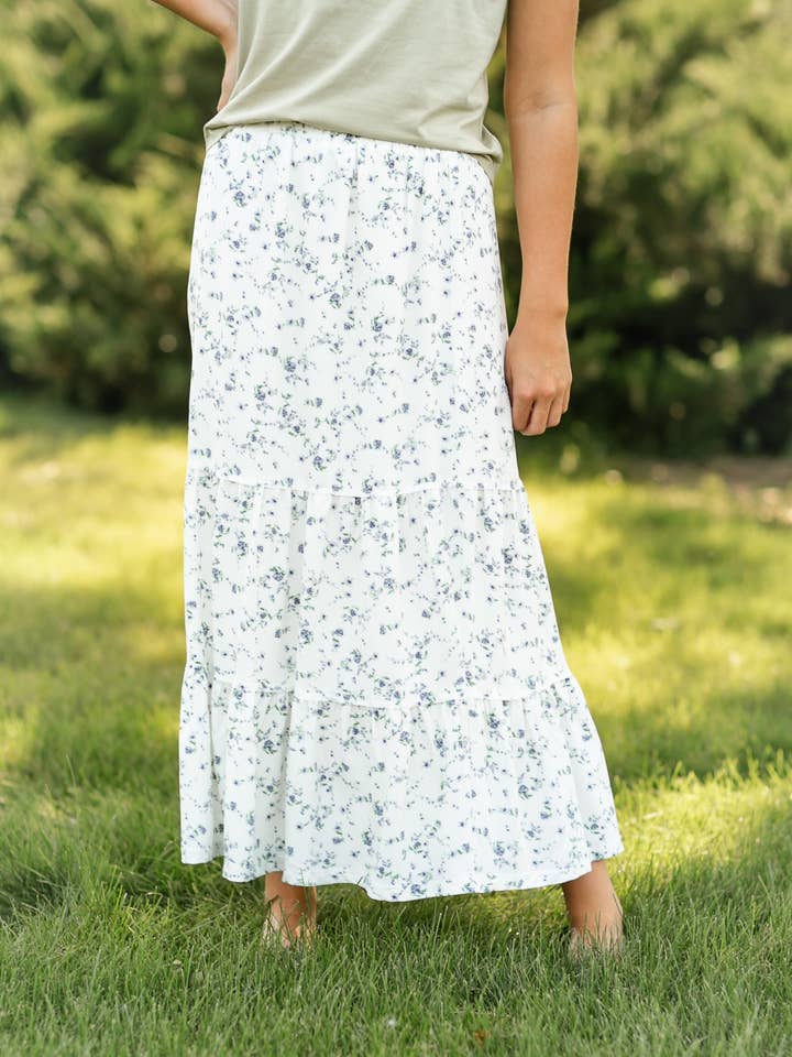 Inherit Clothing Company - Wholesale Skirt - Women's - Lynn Tiered Peasant Maxi Skirt Purple Floral