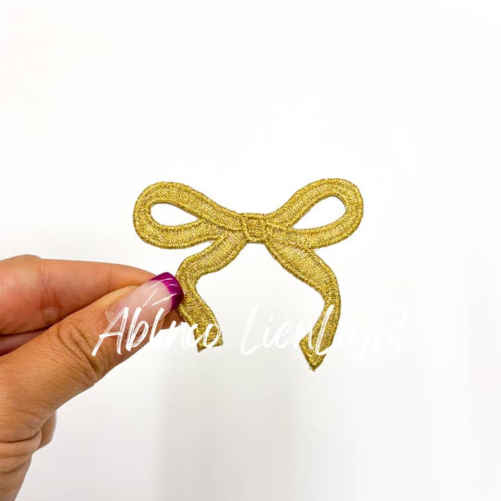 ABLNco - Wholesale Patch - gold dainty bow trucker hat embroidery patch iron on