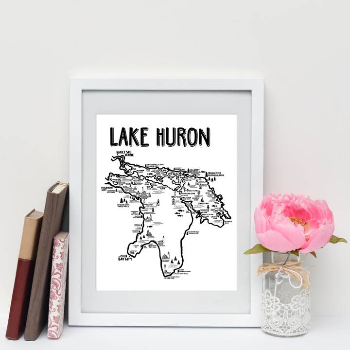 Whereabouts Shop - Wholesale Map - Lake Huron Map White1