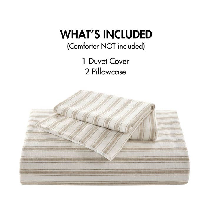Olliix - Wholesale Bedding Set - 3 Piece Yarn-Dyed Stripes All-Seasons Duvet Set, Tan8