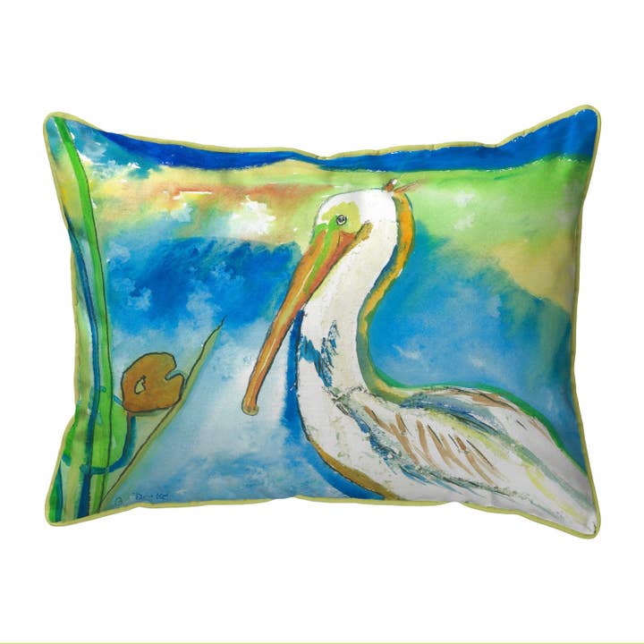 White Pelican Corded Pillow for wholesale by Betsy Drake Interiors