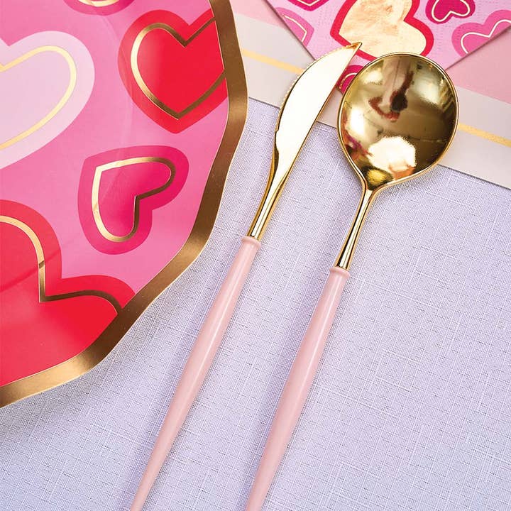 Sophistiplate - Wholesale Assorted Cutlery Set - Blush & Gold Bella Assorted Plastic Cutlery/36pc, Service for 12