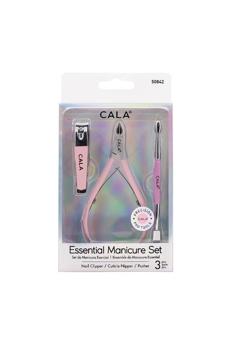 PINEAPPLE Beauty – wholesale Nailcare set – CALA 50842 Pink 3 pc Essential Manicure Set - 6 set1