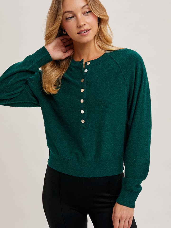 Bluivy - Wholesale Knit Sweater - Women's - HALF-BUTTON KNIT SWEATER