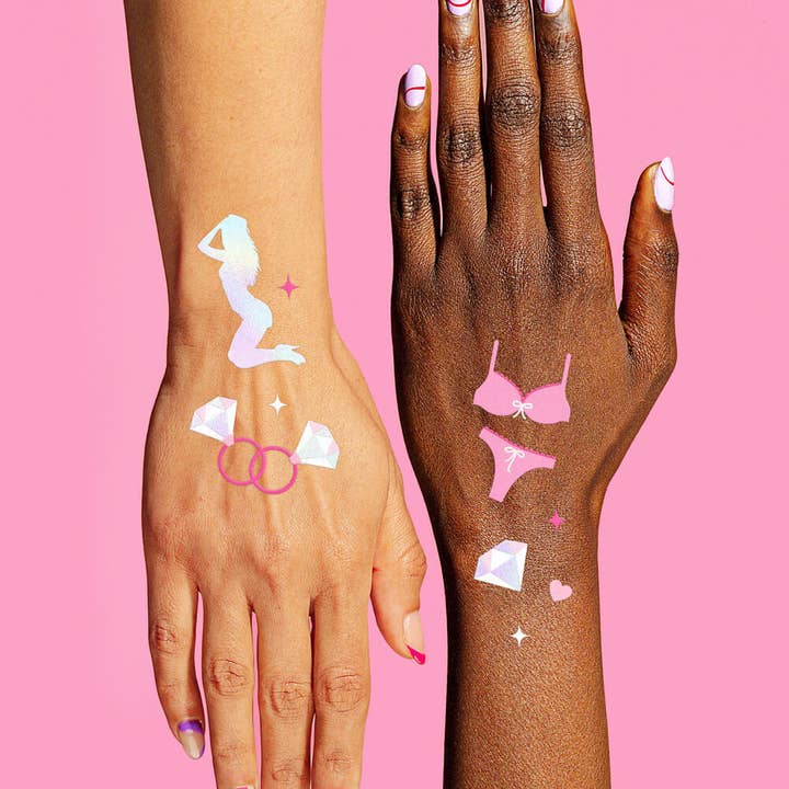 xo, Fetti - Vente Tatouages temporaires - Tatouage temporaire de mariée lesbienne, enterrement de vie de jeune fille, mariage