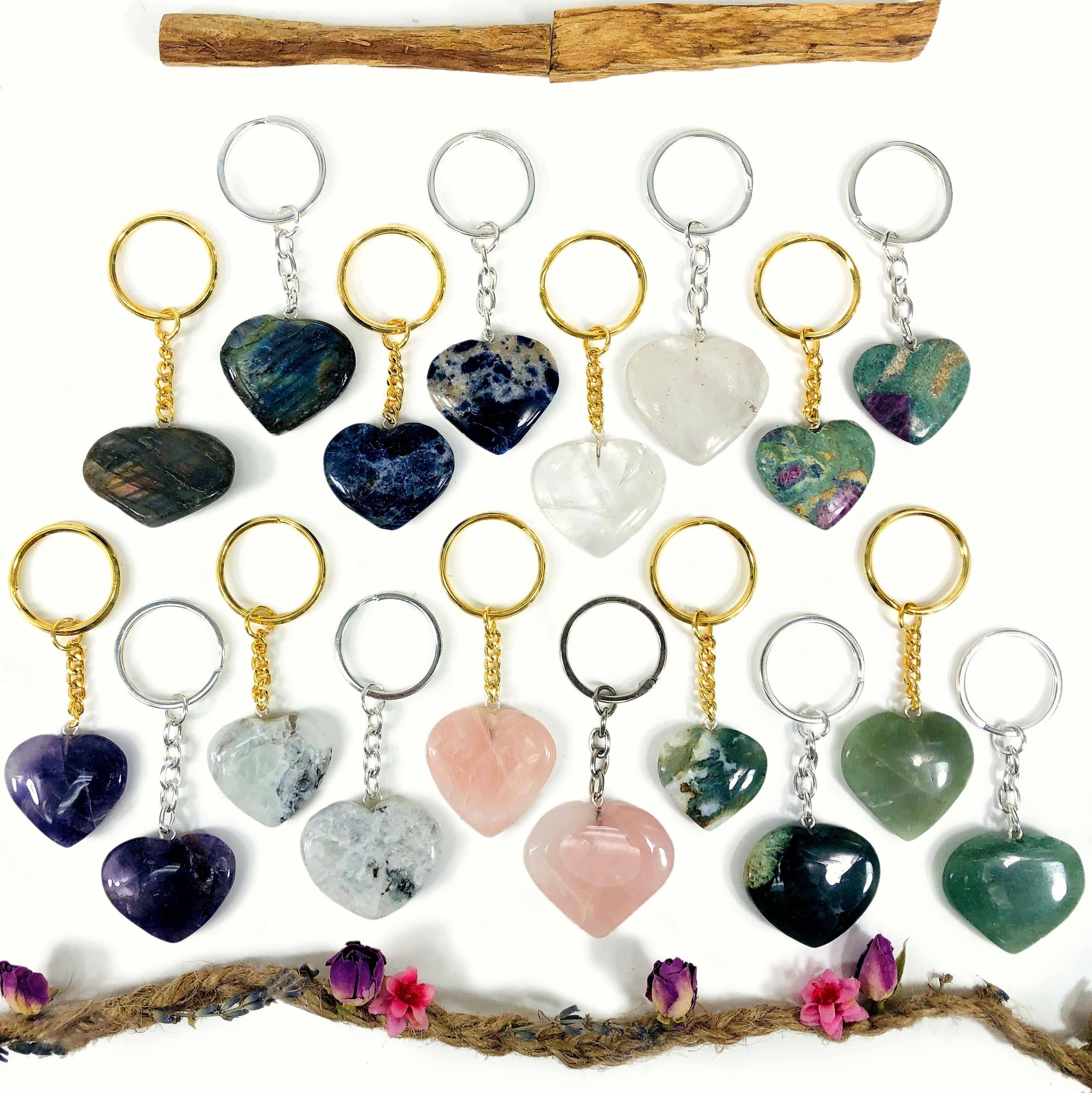 Rock Paradise - Wholesale Keychain - Unisex - Crystal Gemstone Heart Keychains - 10 Pack 1