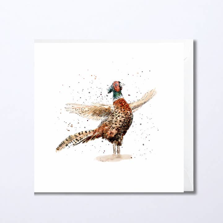 Watercolour Pheasant a Flutter Greeting Card for wholesale by Dots Allowed