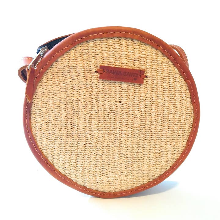 PEACE ROUND HANDMADE SISAL CROSSBODY BAG for wholesale by SAWA SAWA