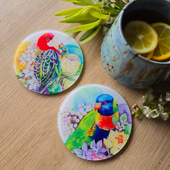 Watercolour By Cat - Wholesale Coasters - Australian Bird Art Coaster 5