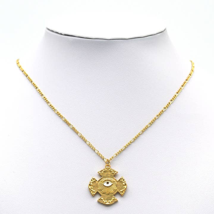BestBeads&Beyond - Wholesale Individual Charm/Pendant - Enamel Evil Eye On Cross Charm, Sku#Y697