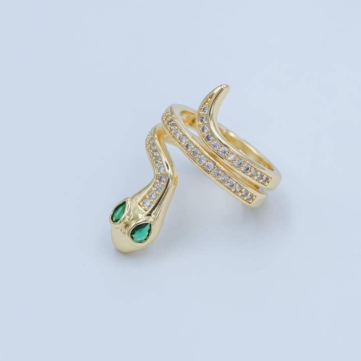 Bague Serpent Serpent à Multiples Anneaux en Or Rempli 24K avec Micro Pavé de CZ | O851 pour la vente par Aim Eternal