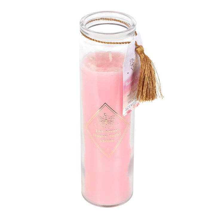 Something Different Wholesale - Wholesale Jar/Filled Candle - Mystic Rose Tube Candle with Rose Quartz Crystals1