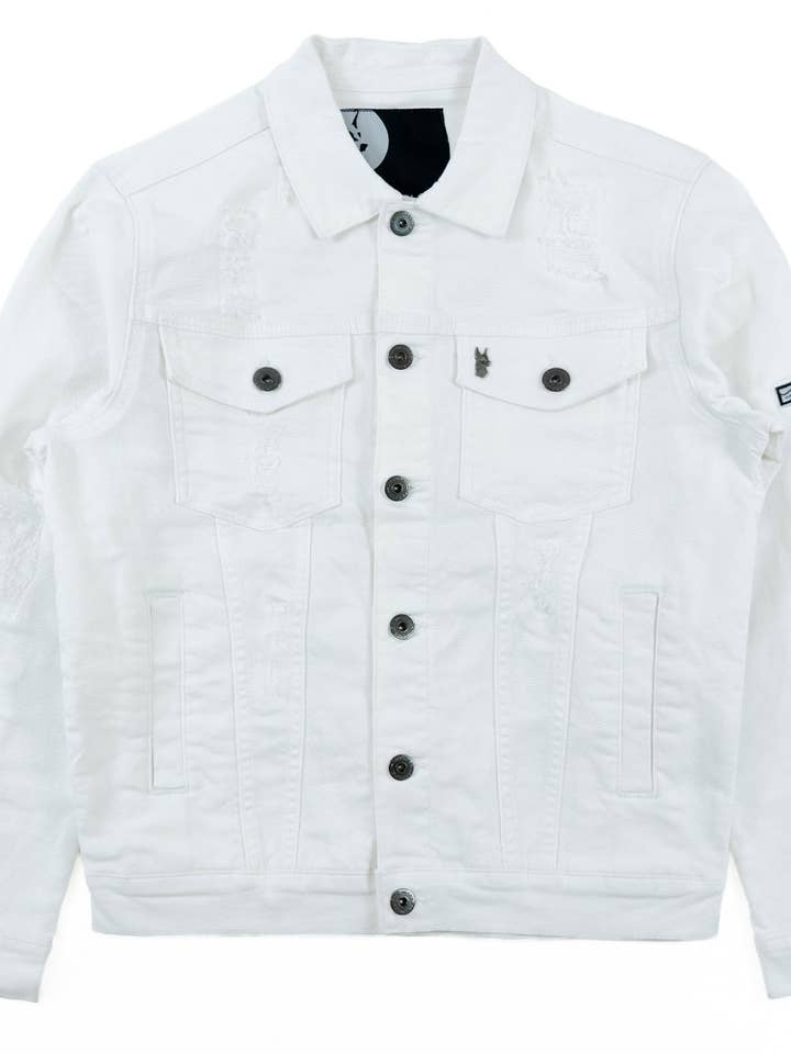 M1079 Moreli Denim Jacket - White for wholesale by Makobi