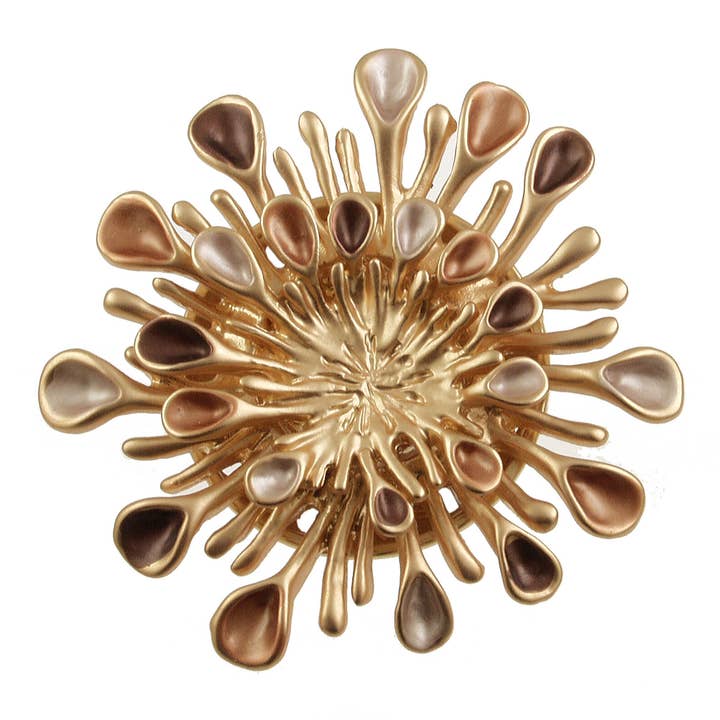 Sunburst Magnetic Brooch in Tri-Tones for wholesale by Origin Jewelry