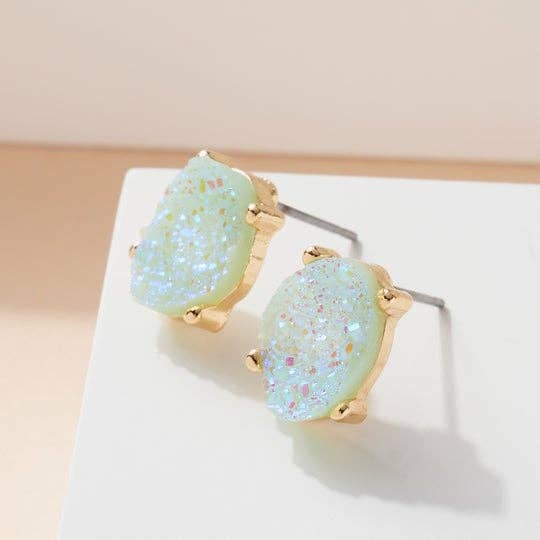 StarryNYC - Wholesale Stud/Post Earrings - Druzy Sparkly Stone Crystals Stud Earrings24